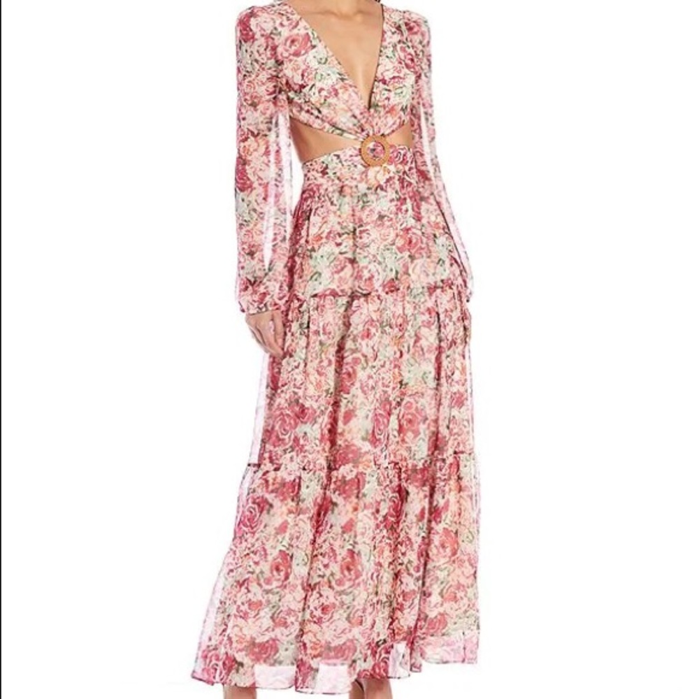 Gianni Bini
Lillian Floral Print Deep V-Neck  Maxi Dress